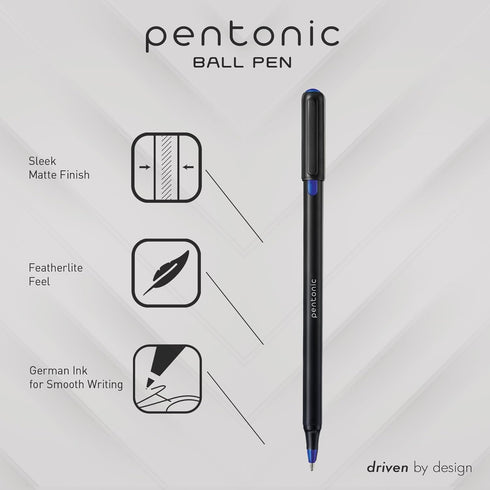 Pentonic Ballpoint Pens, 25 Count, Black, Red & Blue Colored Ink, 0.7 mm Fine Point, Smooth Writing For Journaling & Note Taking (PEN12126) by Pentonic