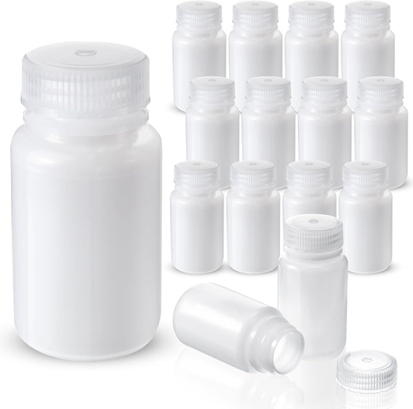Zhehao 30 Pcs 4 oz Polypropylene Wide Mouth Reagent Bottles, Leakproof HDPE Bottle Container for Lab