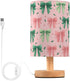 ALAZA Bedside Table Lamp for Bedroom Pink Green Bow Nightstand LED Light