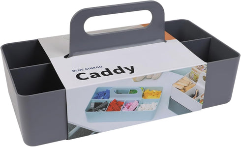 BLUE GINKGO Multipurpose Caddy Organizer, Stackable Plastic Caddy with Handle for Desk, Makeup, Classroom, Grey