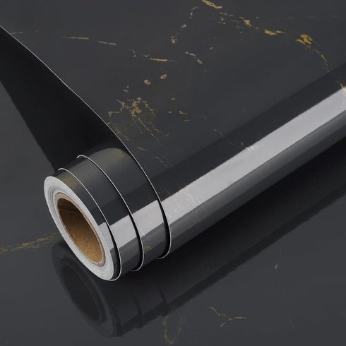 YENHOME Marble Countertop Peel and Stick 17.7"X118" - Waterproof Grey Gold Contact Paper for Bathroom Kitchen