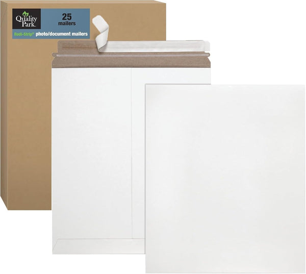 Quality Park 6 x 8 Photo Document Mailers, 25 per Box, Redi-Strip Self Seal Closure, White