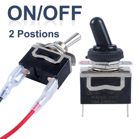 2pcs Waterproof ON/Off Rocker Toggle Switch 30A 12VDC/20A 120VAC SPST 2Pin Electric Pull Push Switch with Pre-Wired