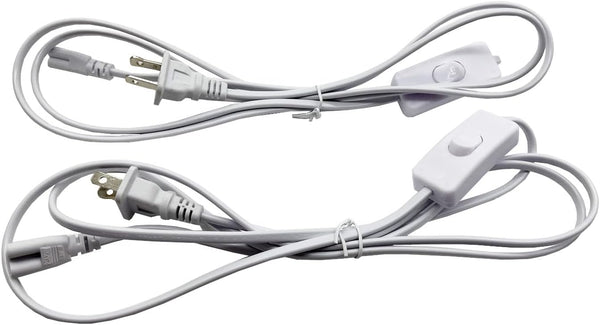 T5 T8 LED Wire Connector Power Cord with On/Off Plug for LED Tube, 1.8M/6Ft, 3pin, 2PCS Integrated Fixture