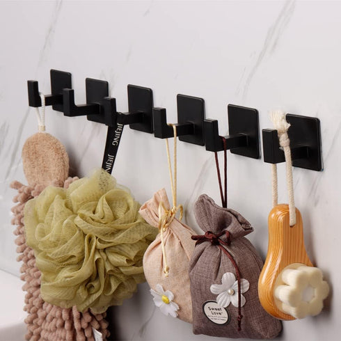 Bath Towel Hook, 10 Pack Self Adhesive Square Coat Hooks, Heavy Duty Wall Hooks for Bathroom Bedroom Kitchen