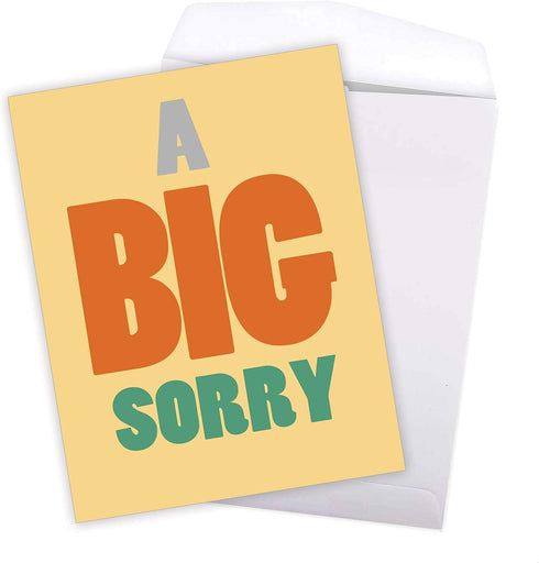 NobleWorks Jumbo Sorry Greeting Card (1 Pack) 8.5 x 11 Inch with Envelope, A Big Sorry from Little Me J2087SRG