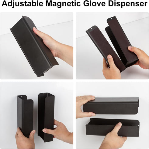 Dezzer Magnetic Glove Box Holder, Wall Mount Adjustable Metal Disposable Gloves Tissue Dispenser, Holds Boxes