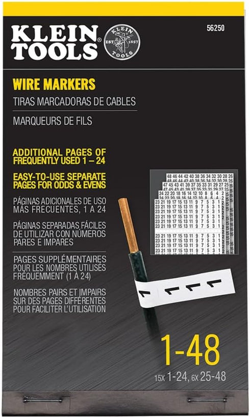 Klein Tools 56250 Wire Marker Book for Cable Management, Electric Panel Organization