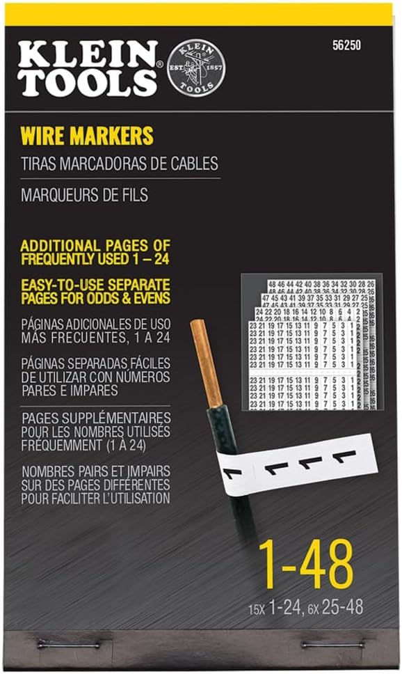 Klein Tools 56250 Wire Marker Book for Cable Management, Electric Panel Organization