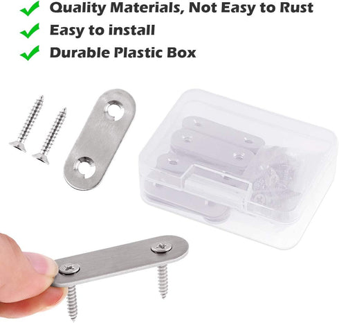 Glarks 20 Sets 40mm/1.6inch Stainless Steel Flat Brace Brackets with 40pcs Self Tapping Screws Set for Repair Fixing