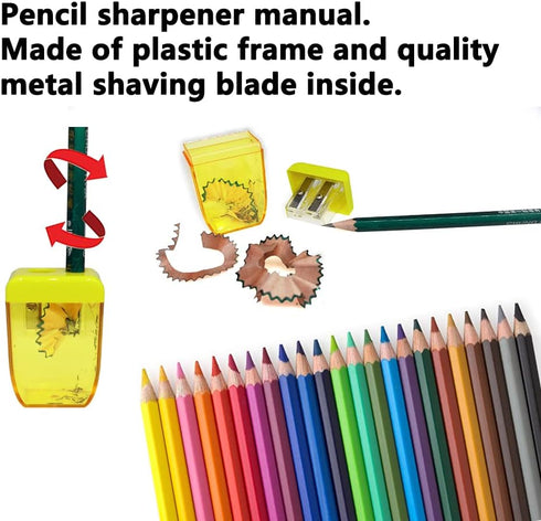 AUSTARK 4Pcs Manual Pencil Sharpeners for Kids & Adults - Dual Hole Handheld Sharpener, Back to School Supplies
