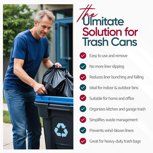 95-96 Pack 6 Rubber Bands Gallon Trash Cans - Garbage Bag Holder - Heavy Duty