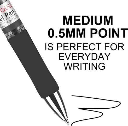 GC QUILL Gel Ink Pens, Premium Refillable & Retractable, 0.5mm Fine Point, 12 Black & 10 Blue Ink Pens