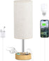 3 Dimmable 14in Dicoool Touch Bedside Table Lamp with USB - Way Wood Lamp for Bedroom Nightstand, Desk Lamp
