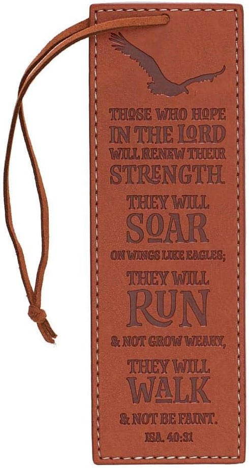 Christian Art Gifts Vegan Faux Leather Scripture Bookmark for Men - Hope in The Lord, Isaiah 40:31