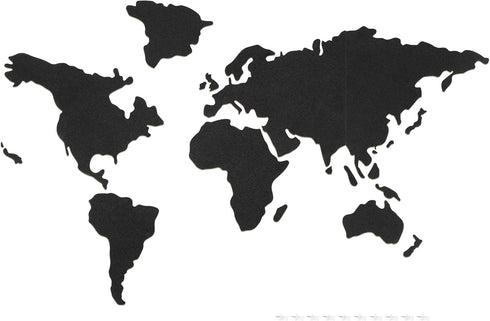 Navaris Cork Board World Map, Self-Adhesive Corkboard for Wall, 18 Cork Pieces and 10 Pins, Black