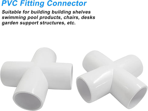 Piutouyar 4 1" Elbow 4 Elbow Pcs Cross PVC Pipe Fitting, Way Furniture Grade Pipe Connector PVC Fitting Pipe Corner