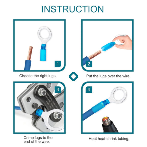 60 PCS Housun Heat Shrink Wire Connectors, 16-14 AWG Ring Terminals for Automotive Marine Applications