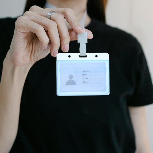 STOBOK Heavy Duty ID Card Badge Holder - Horizontal Plastic Name Tag Work Permit Card - 5pcs