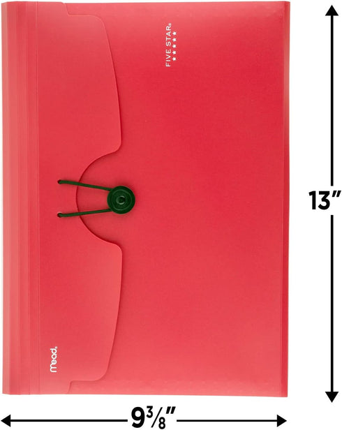 Five Star 6 Pocket Expanding File Organizer, Plastic Expandable File Folders, 13" x 9-1/4", 1 Count