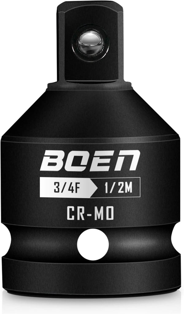 BOEN Impact Socket Adapter, 3/4"F to 1/2"M, Cr-Mo Steel Socket Adapter Set for Impact Driver Conversions
