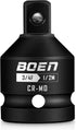 BOEN Impact Socket Adapter, 3/4"F to 1/2"M, Cr-Mo Steel Socket Adapter Set for Impact Driver Conversions