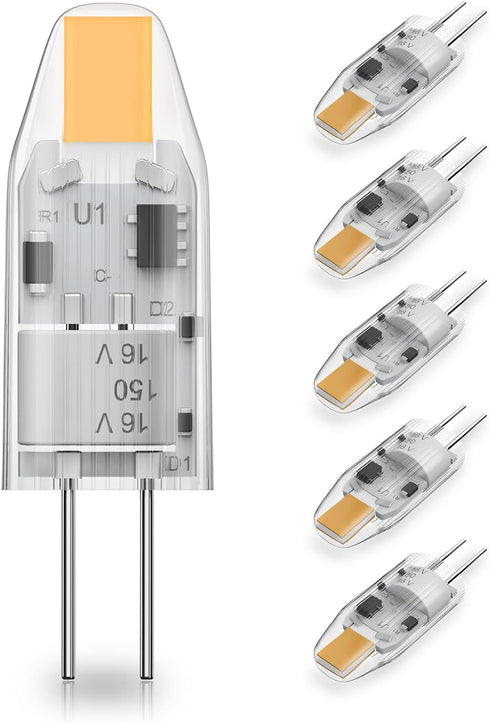 YUIIP G4 LED Bulb, AC/DC 12V 1.2W (10W Halogen Replacement), Warm White 2700K, 5 Pack
