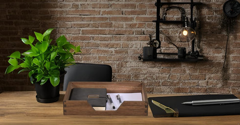 Wood Letter-Size Tray, Dark Wooden Front-Load Organizer for Office Desktop, Mail, Paper, File, Magazine Storage