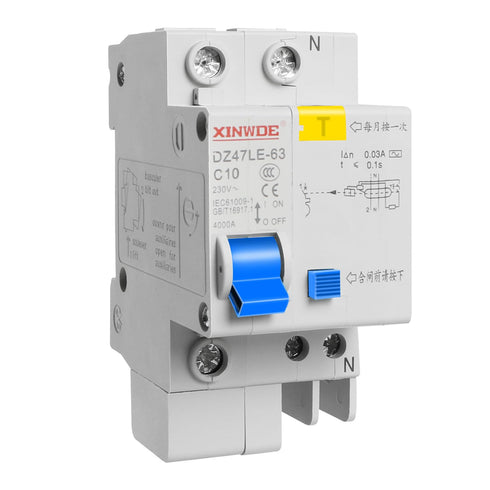 Aopin 10A 230V Miniature Circuit Breaker 1 Pole DZ47-63, DIN Rail Mount, Leakage Overload Short Circuit Protection