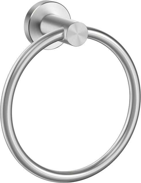 FORIOUS Brushed Nickel Towel Ring, SUS304 Stainless Steel Hand Towel Holder, Modern Wall Mounted Towel Rack