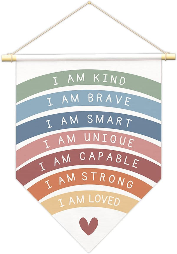 Positive Affirmations Wall Art for Kids,I Am Enough,Rainbow Inspirational Classroom Decor, I
