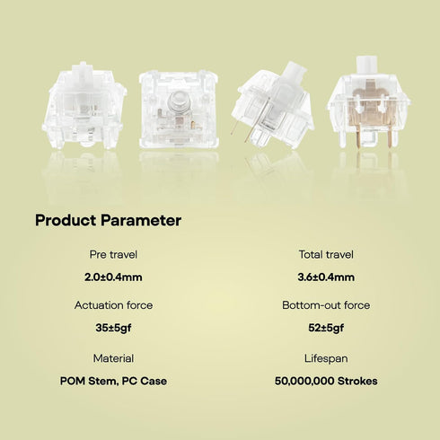 Set 35 5-Pin EPOMAKER Silent Mechanical Keyboard Switches - Pieces Factory Pre-Lubed, Linear/Tactile Switches