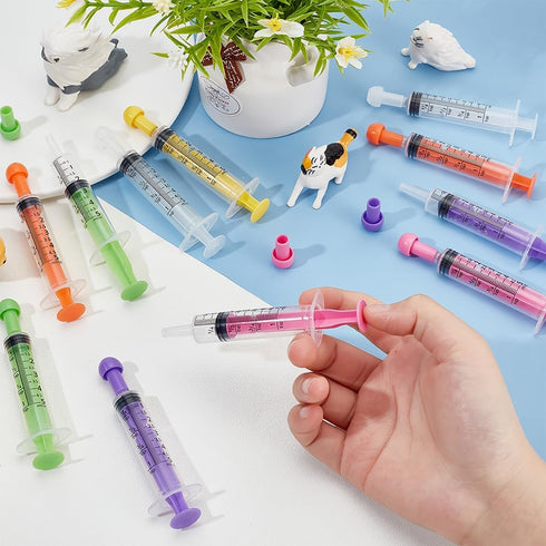 OLYCRAFT 18Pcs 6 Colors 5ML Plastic Measurement Syringe with Cap, Individually Sealed for Scientific Labs