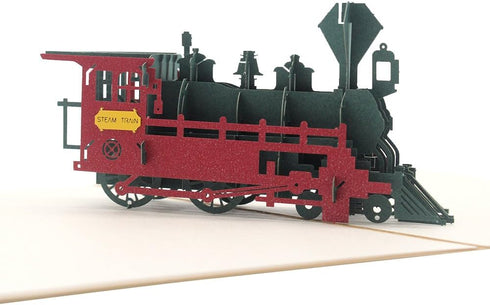HLXFF3 Cute Star Retro Train 3D Pop Up Greeting Cards with Envelope, Gold Cover
