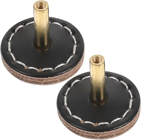 DOITOOL 2pcs Round Cabinet Drawer Knobs Single Leather Pull Handles for Wardrobe