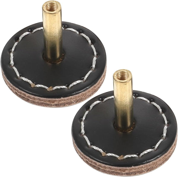 DOITOOL 2pcs Round Cabinet Drawer Knobs Single Leather Pull Handles for Wardrobe
