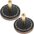 DOITOOL 2pcs Round Cabinet Drawer Knobs Single Leather Pull Handles for Wardrobe