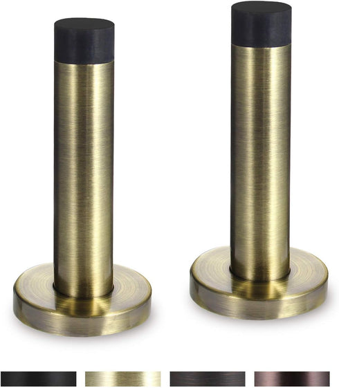 Decorative Door Stoppers, 3.5 Inch 304 Stainless Steel Heavy Duty Door Stops with Rubber Tip Bumper, 2 Pack Antique