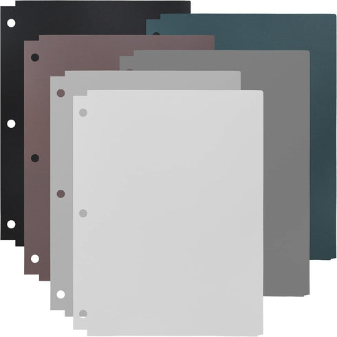 Youngever 6 Pack Heavy Duty Plastic Two Pocket Folders, Binder Dividers with Pocket, 3 Hole Punch Folder with Notches