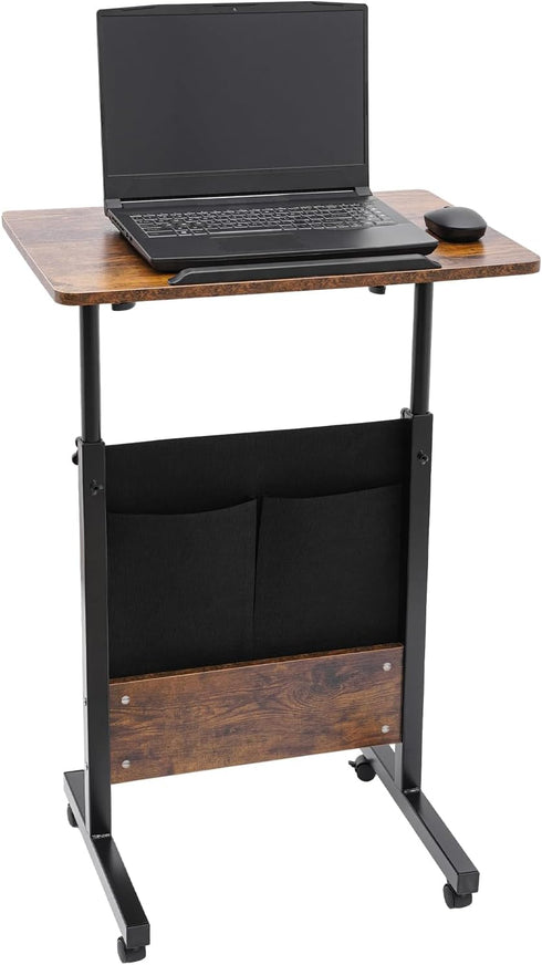 Rosyouth Standing Desk Adjustable Height, 1624 Inches Portable Laptop Desk with Lockable Wheels,