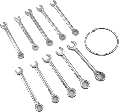 20pcs Mini Wrench Set, Open End Wrench Ignition Wrench Sets with Chain Ring, British/Metric Type