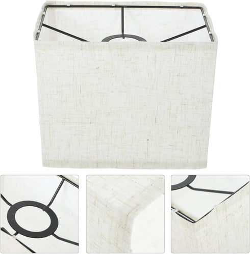 Generic Linen Lampshade Cordless Table Lamp Shade Square Lampshades for Table Lamps Linen Rectangular Lamp Shade