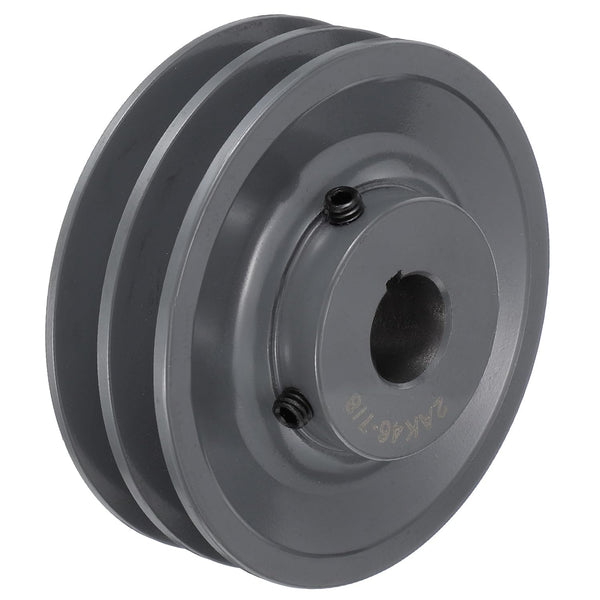 uxcell 2AK46-7/8 V-Belt Sheave, 7/8"Bore, 4.45"OD Double Groove Cast Iron Sheave for 4L or A Belt