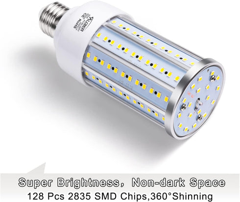 2-Pack E26 Standard Base LED Corn Light Bulb, 30W (200W Equivalent), 6500K Daylight for Garage, 85V-265V