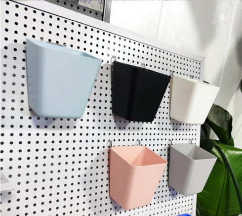 4 Sets Square Pegboard Bins with Hooks, Pegboard Tool Organizer for Office, Craft Box Organizer, Black