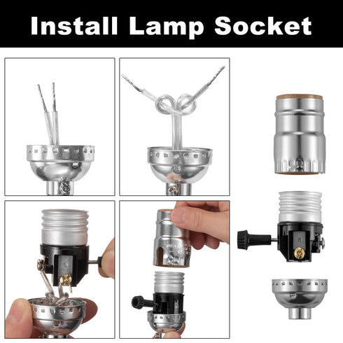 SIXZOONM E26 Bulb 1-Pack UL Listed lamp Socket - Silver, Light Socket Replacement with ON/Off Switch, Lamp Fixture