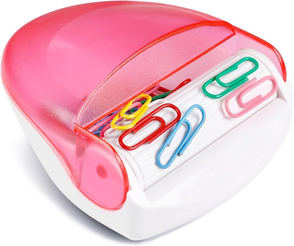 Paper Clip Holder, Magnetic Paper Clip Holder for Desk with Gold Paper Clips, Cute Office Supplies, Pink