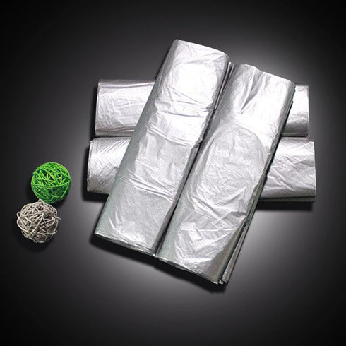T Shirt Bags - Plastic Bags with Handles for Grocery and Retail Shopping, 12x20 Inch (Silver, 50pcs)