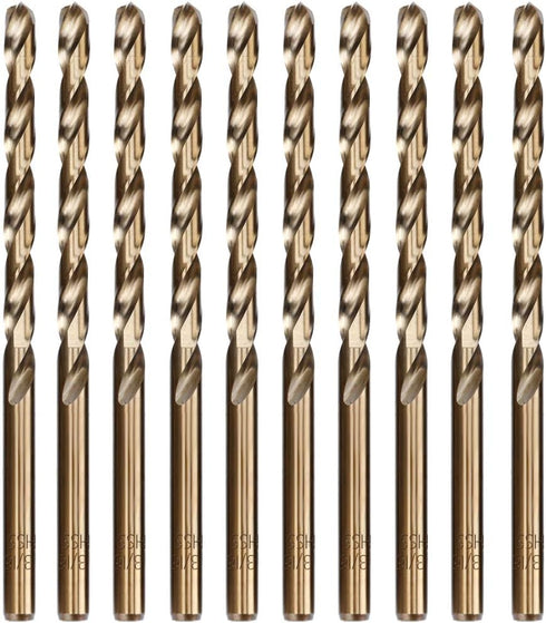 Hymnorq 3/16 Inch M35 Cobalt Steel Twist Drill Bit Set - Extremely Heat Resistant Jobber Length, 10pcs