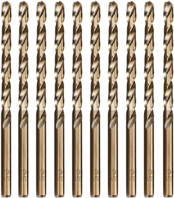 Hymnorq 3/16 Inch M35 Cobalt Steel Twist Drill Bit Set - Extremely Heat Resistant Jobber Length, 10pcs